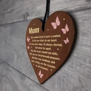 Red Ocean Hanging Wooden Heart Gift For Mum On Mothers Day Birthday Poem Gift From Daughter Son Beautiful Keepsake