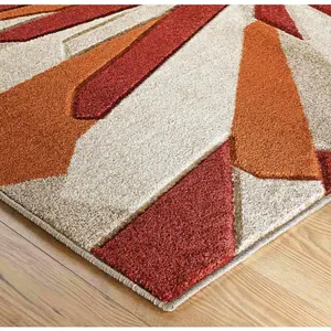 Melrose Carved Abstract Burst Ochre Patterned X-Large Indoor Area Rug 200x285cm