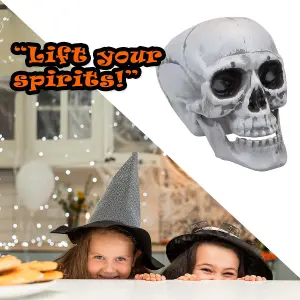 Large Skull Decoration with Moving Jaw Trick or Treat Party 19cm White