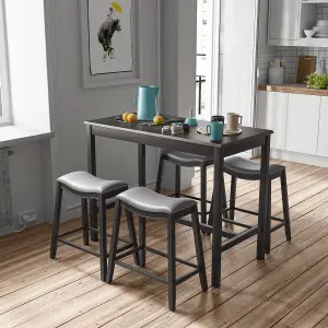 Costway 5PCS Dining Table Set Kitchen Counter Height Table with 4 Upholstered Stools