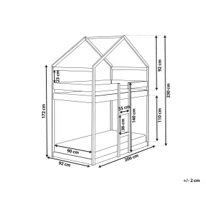 Wooden Kids House Bunk Bed EU Single Size White LABATUT
