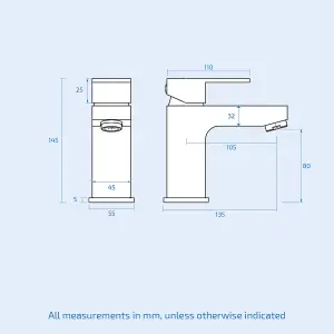 Nes Home Modern Bathroom Chrome Solid Brass Basin Mixer Tap & Free Waste