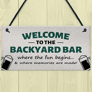 Red Ocean Welcome To The Backyard Bar Sign Hanging Wall Sign Bar Signs Funny Garden Plaque Gift For Men