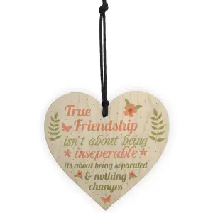 Red Ocean True Friendship Gift Best Friend Sign Handmade Wood Heart Chic Plaque Birthday Thank You Gift