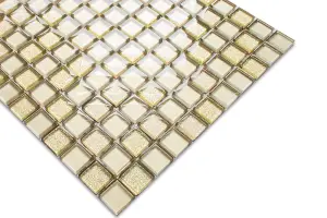 Glass mosaic on mesh for bathroom or kitchen 300mm x 300mm - Golden sunshine