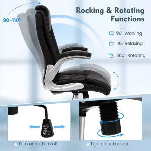 COSTWAY Swivel PU Leather Office Chair with Adjustable Height