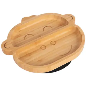 Tiny Dining - Children's Bamboo Suction Monkey Plate - Black