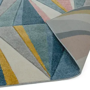 Multi Easy to Clean Geometric Rug For Living Room-120cm X 170cm