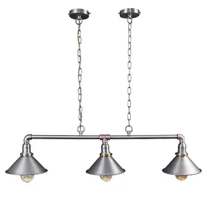 ValueLights Corinthia Retro Style Pewter Brass and Copper Metal 3 Way Over Table Ceiling Light Fitting