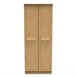 Norfolk 2 Door Wardrobe with Shelf & Hanging Rail in Modern Oak (Ready Assembled)