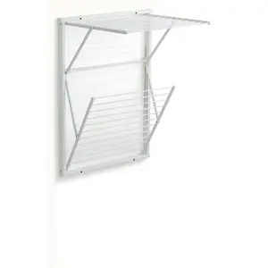 WALL CLOTHESLINE Wood Foldable Wall-Mounted Drying Rack White