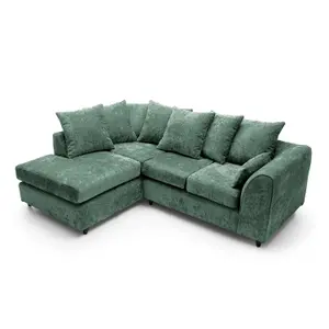 Harriet Crushed Chenille Left Facing Corner Sofa in Rifle Green