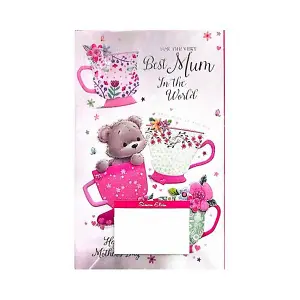 Simon Elvin For The Very Best Mum Mothers Day Greetings Card (Pack of 6) White/Pink (One Size)