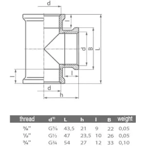 1/2inch BSP Thread Female Pipe Connection Tee Screwed Fittings