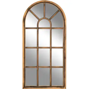 Modena Arched Copper Distressed Outdoor Garden Wall Mirror - Indoor or Outside 710mm x 350m