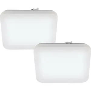 2 PACK Wall Flush Ceiling Light Colour White Shade White Plastic Bulb LED 17.3W