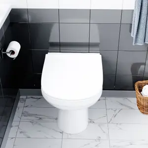 Nes Home Back to Wall Modern Rimless Toilet and Soft Close Seat White