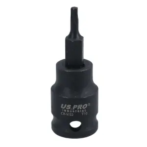 T10 Male Torx Star Impact Impacted Shallow Short Bit Socket 3/8in drive