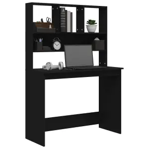 Berkfield Desk with Shelves Black 102x45x148 cm Engineered Wood