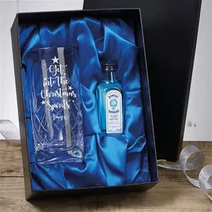 Personalised Get Into The Christmas Spirit Gin Glass Gift Set