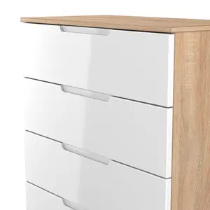 Milan Ready assembled White & oak 5 Drawer Chest (H)1067mm (W)740mm (D)390mm