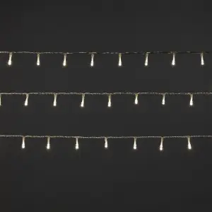 120 Ice white LED With timer String lights Clear cable