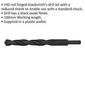 Premium HSS Roll Forged Blacksmith Drill Bit 13mm x 150mm with Reduced Shank