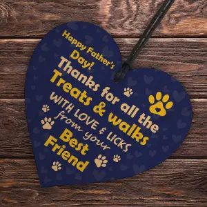 Red Ocean Fathers Day Funny Gifts From The Dog Novelty Wooden Heart Dog Dad Gifts Dog Gifts