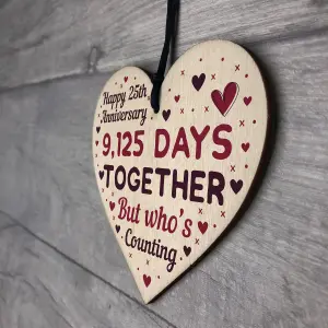 Red Ocean Handmade Wooden Heart Plaque Gift To Celebrate 25th Wedding Anniversary Husband Wife Someone Special Keepsake