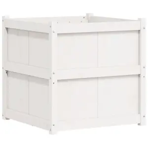 Berkfield Garden Planter White 70x70x70 cm Solid Wood Pine