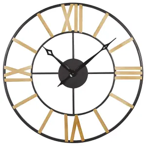 Beliani Traditional Wall Clock VALSOT Metal Gold