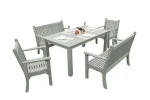 Winawood Wood Effect Rectangular Dining Table - L170cm x D98.3cm x H76cm - Stone Grey