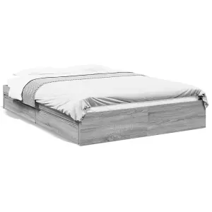 Berkfield Bed Frame with Drawers without Mattress Grey Sonoma 150x200 cm King Size