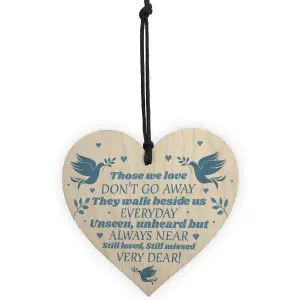 Wooden Heart Plaque Sign Bereavement Memorial Remembrance Poem Mum Dad Gift