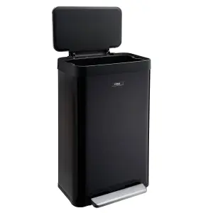 Kitchen Rubbish Waste Bin Recycling Wide Single Pedal 65L Matt Black