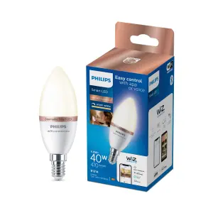 Philips WiZ SES 40W LED Warm white Candle Non-dimmable Light bulb