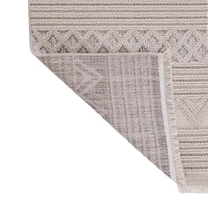 Cooper Cream & Grey Flatweave 3D effect Medium Rug, (L)170cm x (W)120cm