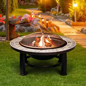 30" Deluxe Traditional Style Fire Pit with Slate Top - DG111