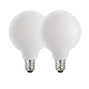 Harper Living 8 Watts G125 E27 LED Bulb Opal Globe Warm White Dimmable, Pack of 2