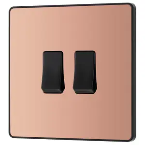 British General 20A 2 way 2 gang Double light Screwless Switch Gloss Copper effect