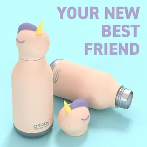 Stainless Steel Unicorn Bestie Water Bottle with Reusable Flexi Straw 475ml