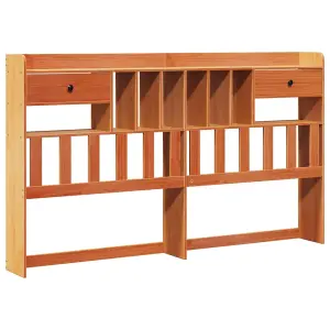 Berkfield Bookcase Bed without Mattress Wax Brown 180x200 cm Super King Solid Wood Pine