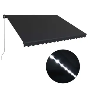 Berkfield Manual Retractable Awning with LED 400x300 cm Anthracite