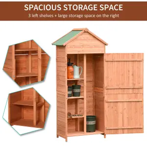 Outsunny 84x52cm Wooden Garden Shed Outdoor Shelves Utility Tool Storage Cabinet