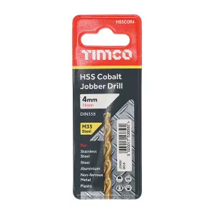 Timco - Ground Jobber Drills - Cobalt M35 (Size 4.0mm - 1 Each)