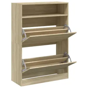 Berkfield Shoe Cabinet with 2 Flip-Drawers Sonoma Oak 80x34x116 cm