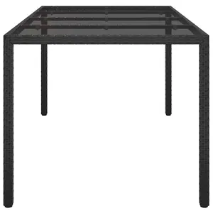 Berkfield Garden Table Black 190x90x75 cm Tempered Glass and Poly Rattan