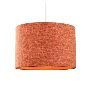 Contemporary and Sleek Orange Natural Linen Fabric Drum Lamp Shade 60w Max