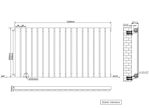 Right Radiators 600x1156 mm Horizontal Single Flat Panel Designer Radiator Central Heating Rads Anthracite