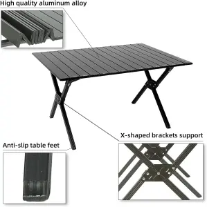 150 x 70 Portable Outdoor Picnic Table - Weather-Resistant Folding Camping Table with Carry Bag, X-Shape Support, Easy Assembly